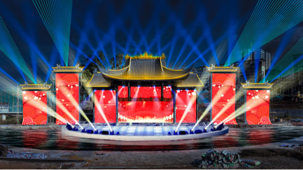 仁壽長平水街戶外文旅舞臺(tái)燈光音視頻工程加速推進(jìn)，璀璨舞臺(tái)即將點(diǎn)亮