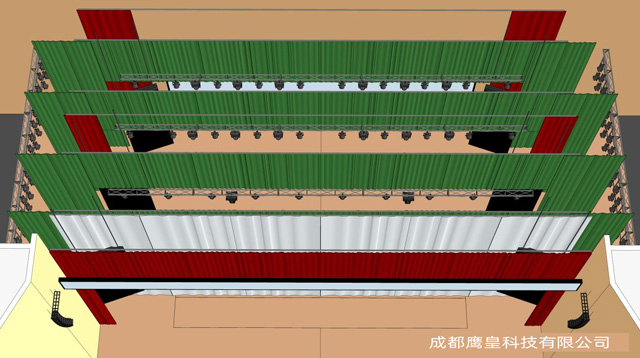 重慶某中學多功能劇場燈光音視頻舞臺機械設計方案 成都鷹皇燈光音響工程