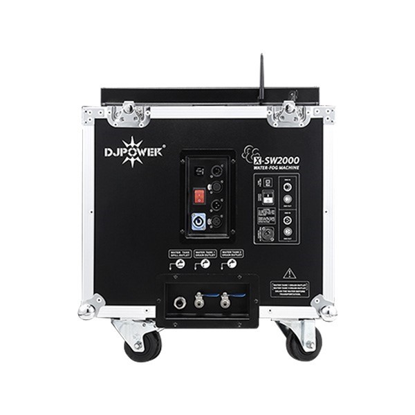 DJPOWER X-SW2000 水霧混合機電源	220-240 V, 50/60 Hz 總功率	2,000 W 電源輸入連接方式	Lockable PowerCon 預熱時間	大約4.0 分鐘 加熱器類型（加熱鋁/速熱器）	加熱鋁 油桶容積	3.5 L 水箱容積	20.0 L 輸出大小可調	是 最大輸出煙霧量	大約15,000 立方英尺/分鐘 最大覆蓋面積	大約300 ㎡ 最大輸出耗油量	大約45 min/L 最大輸出耗水量	大約360.0 ml/min 是否可持續(xù)輸出	是 滿載耗材輸出時間（100輸出）	大約157 分鐘 機身控制	LCD control board 無線控制	W-4 / RF 433MHz / Built-in 有線控制	無 控制協(xié)議	DMX-512 DMX通道數(shù)	2 數(shù)據接口	3- and 5-pin XLR 使用耗材	PRO-V/PRO-D和水 機器尺寸	860 × 490 × 630 mm 凈重	55.0 kg